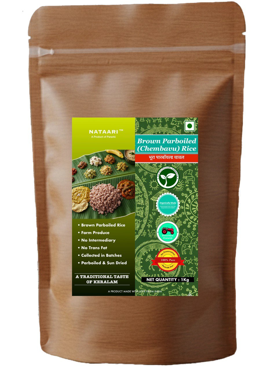 NATAARI™ Organic Brown Parboiled (Chembavu) Rice 